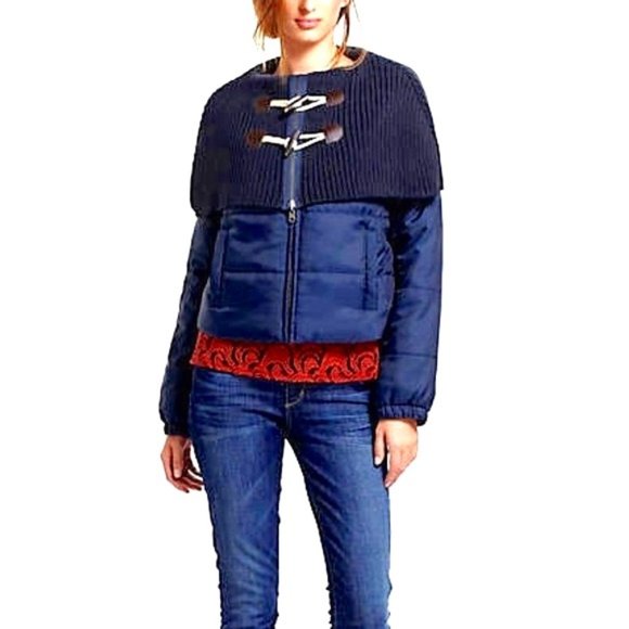 Anthropologie cape toggle puffer coat navy blue - Picture 1 of 1